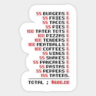 55 Burgers 55 Fries I Think You Should Leave 55 burgers 55 fries 55 tacos 55pies Sticker